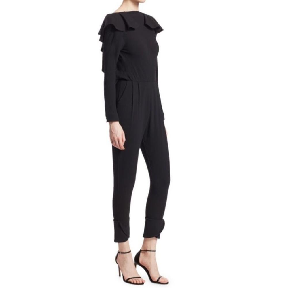 Johanna Ortiz Feel Me Ruffled Wool Jumpsuit Black Size 0